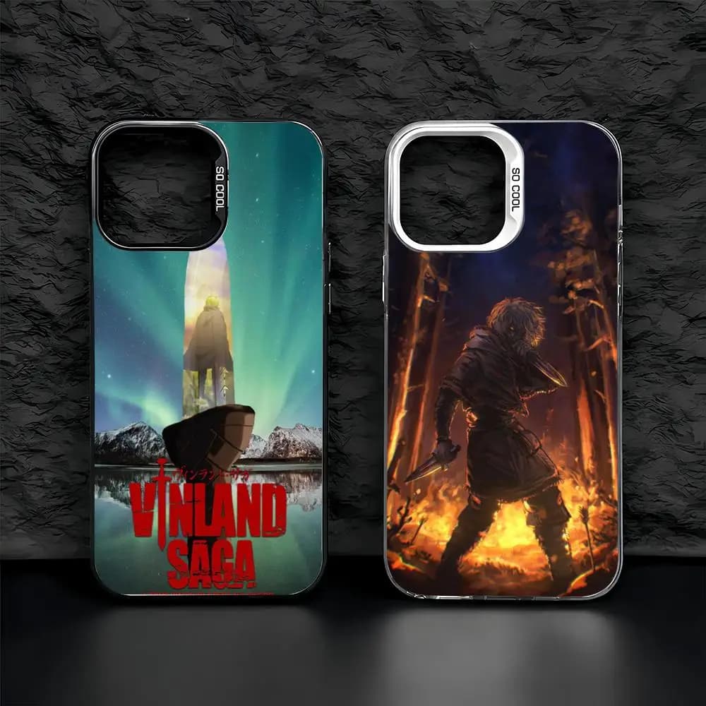 V-Vinland Saga Anime Phone Case iPhone 11/12/13/14/15/16/17 Pro Max Color Gradient TPU Case, Shockproof Slim Stylish