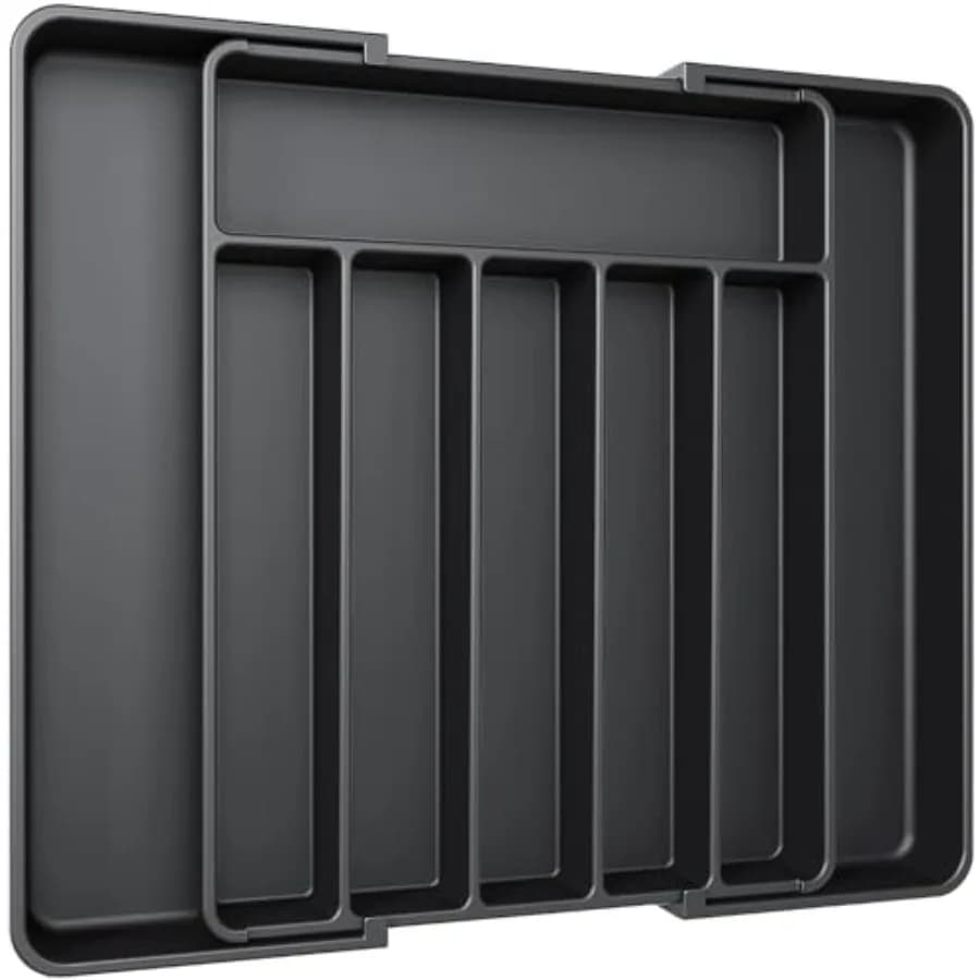 Organizer for cutlery - Expandable organizer for kitchen drawers, adjustable tool holder, cutlery tray for fork and multipurpose knives