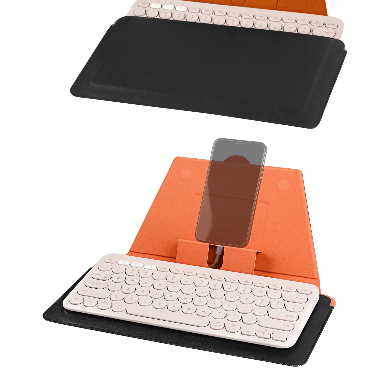 Custodia compatta per tastiera Geekria con supporto per smartphone e tablet, cover per tastiera compatibile con Logitech K380 Wireless