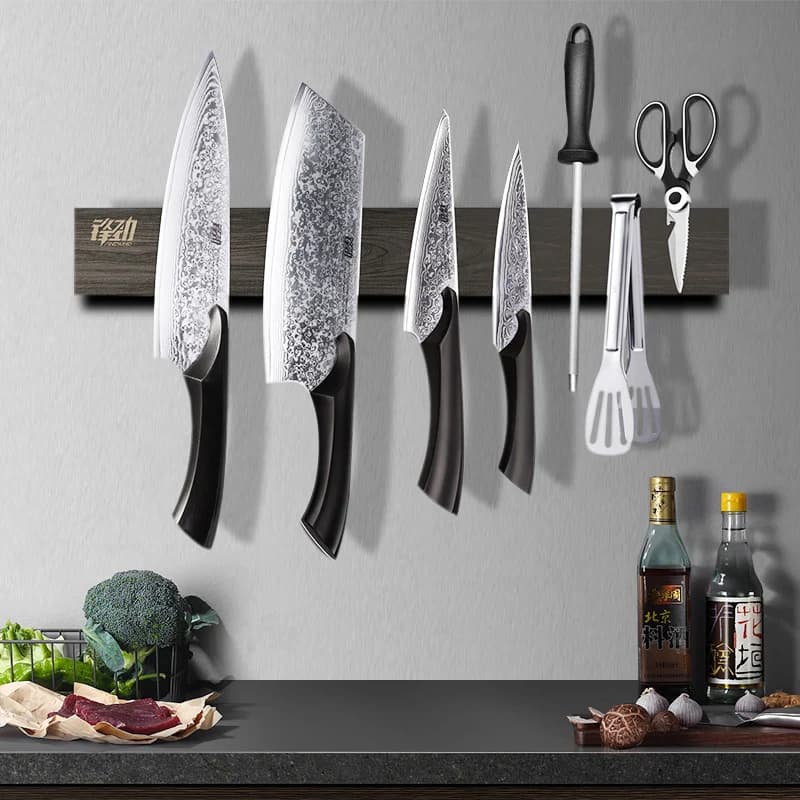 Addensare potente portacoltelli magnetico in legno Chef coltello da cucina supporto a parete punzone Santoku mannaia magnete portacoltelli