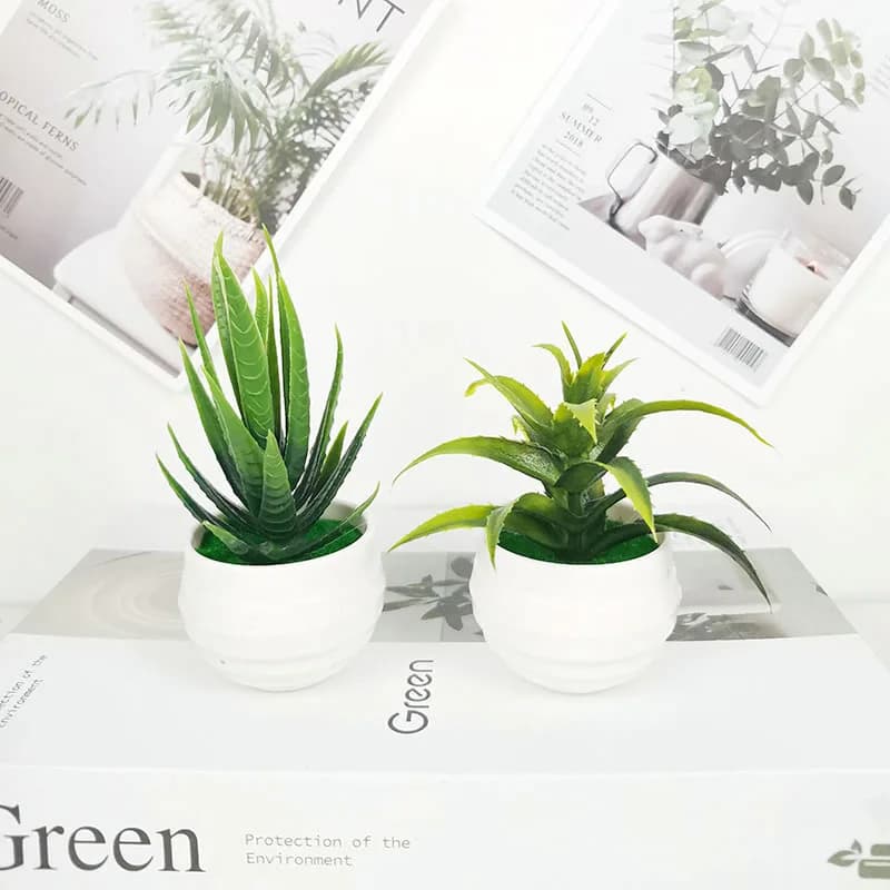 Piante artificiali Mini Bonsai Aloe piccolo albero pianta finta fiori ornamenti in vaso casa camera d'albergo decorazione della tavola decorazione del giardino