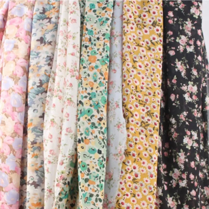 New Style Daisy Flower Chiffon Dress Dropping Breathable Beautiful Summer Fabric