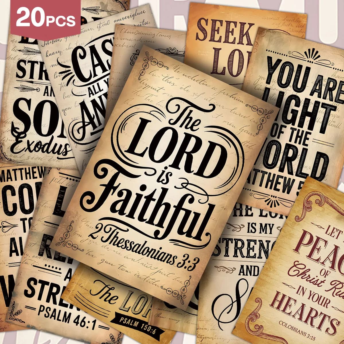 20 cartoline vintage con versetti biblici, design con citazioni di scritture religiose, per decorazioni murali di casa e ufficio, biglietti regalo per Pasqua, Ramadan