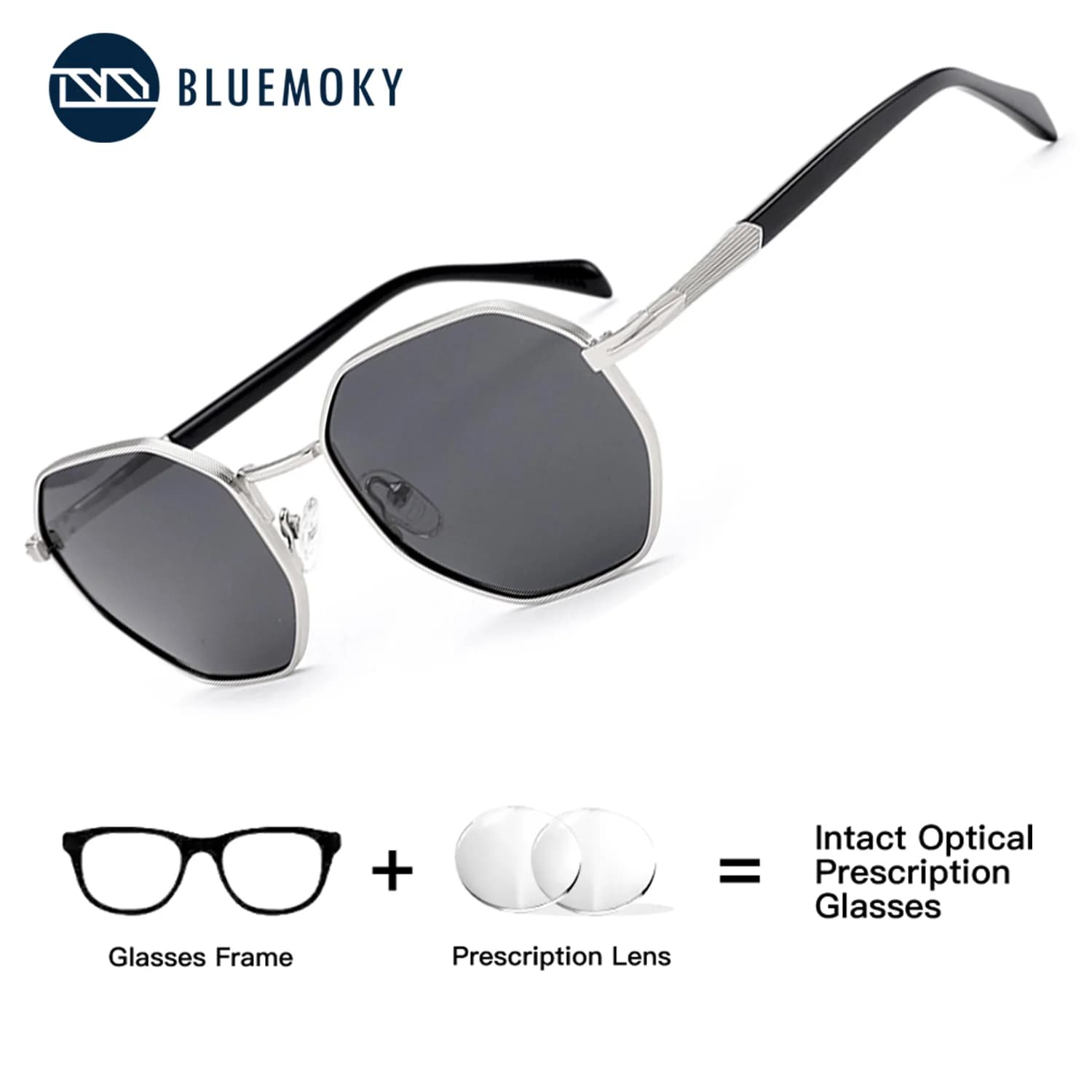 BLUEMOKY Occhiali da sole polarizzati in metallo per uomo, protezione UV400, occhiali da vista per miopia e presbiopia, sportivi