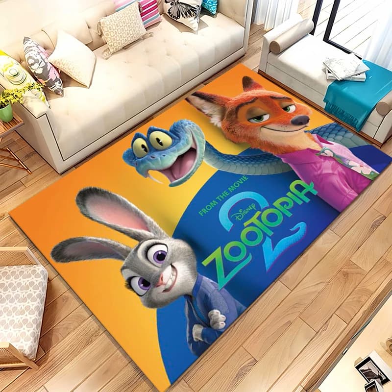 Tappeto Antiscivolo per Soggiorno con Personaggi di Zootopia Judy e Nick, Morbido Tappeto per Camera da Letto, Sala Giochi, Divano, Decorazione Casa, Regalo