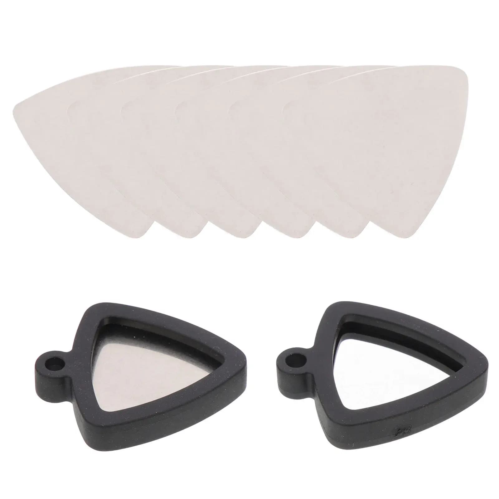 1Set Silicone Guitar Pick Holder Flexible Storage for Keychain Necklace Stainless Steel Picks Guitar Pick Holders