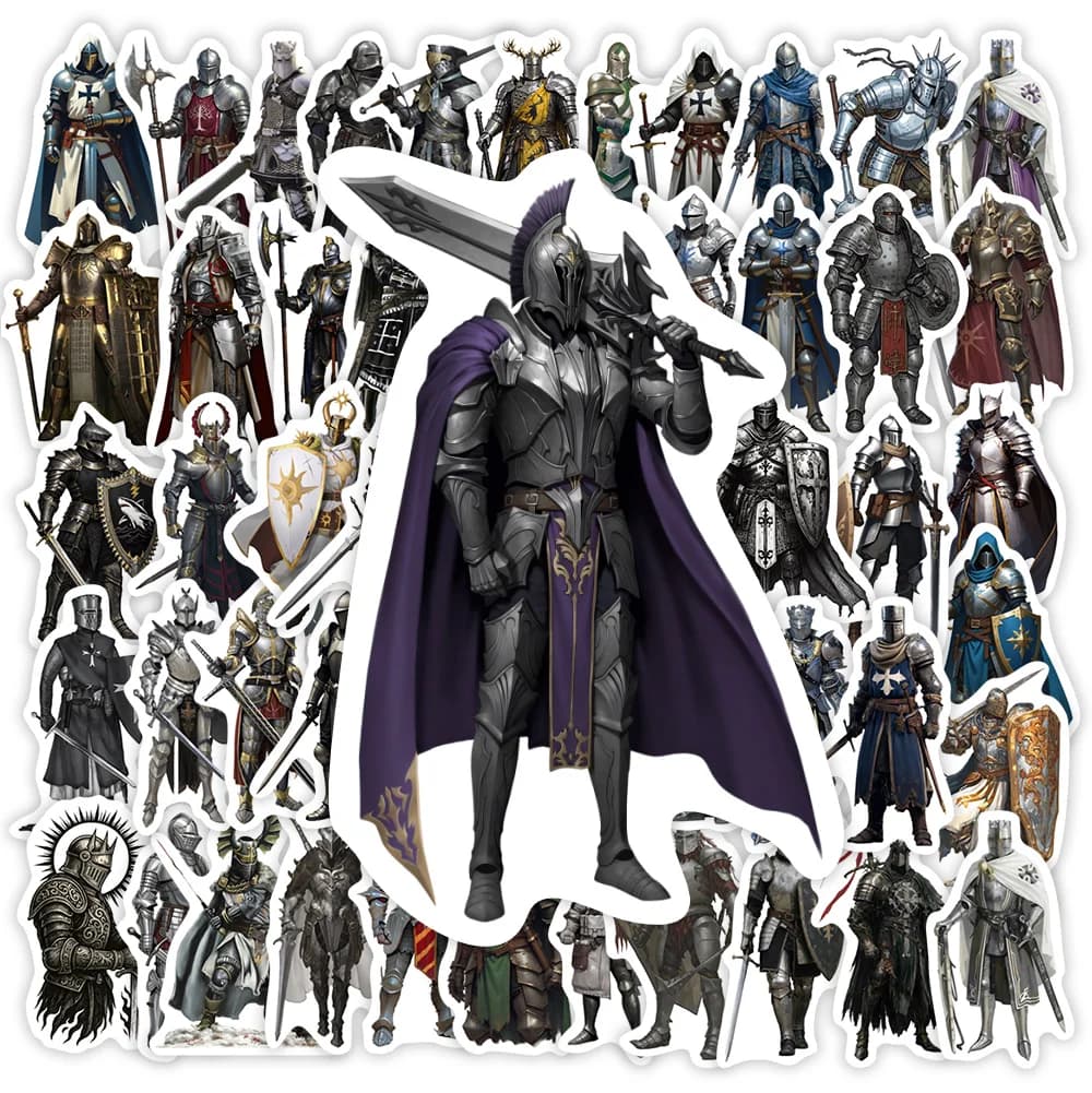 Fantasy Armor Warrior Stickers DIY Waterproof Vinyl Decals for Scrapbooking Junk Journals Laptop Phone Luggage Bottles Decor