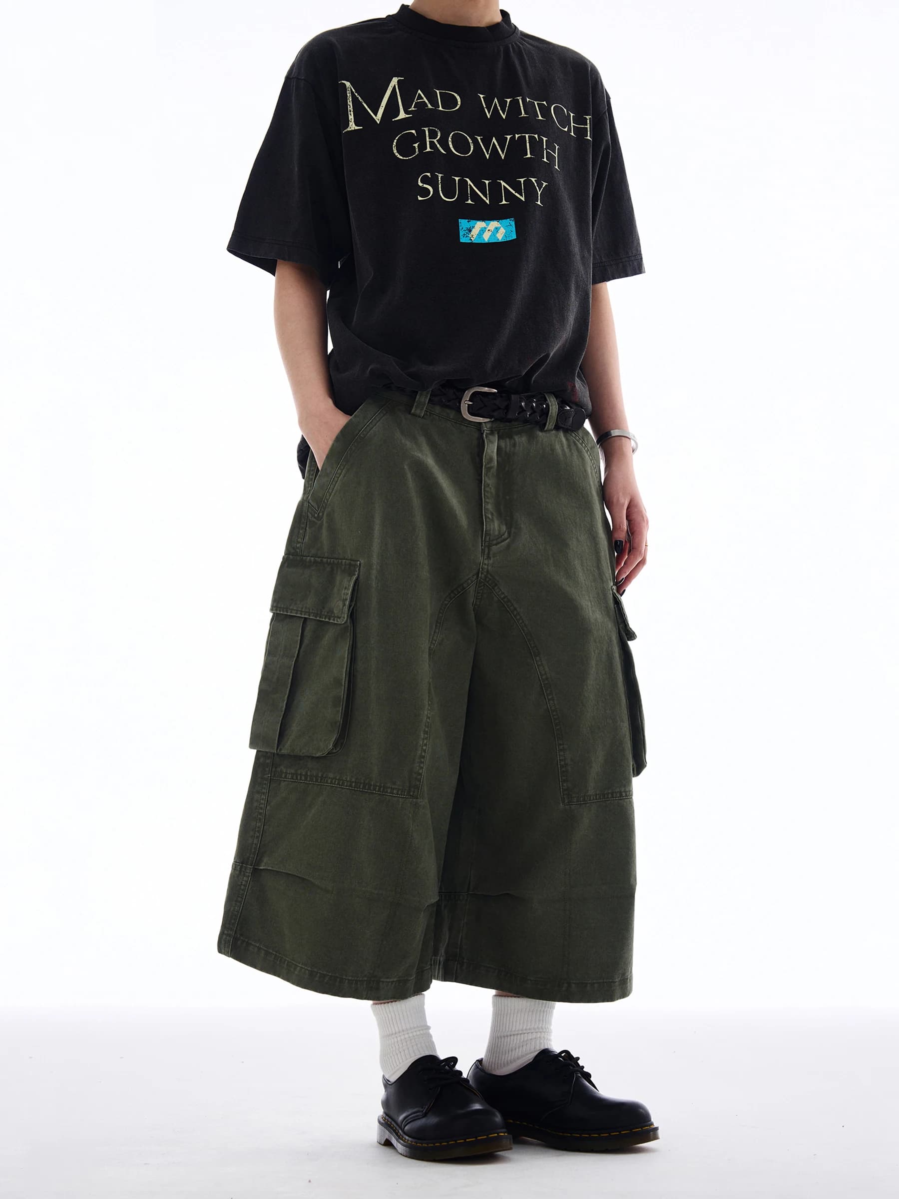 MADWITCH Pantaloncini Estivi American Streetwear Vintage Workwear, Casual Larghi Multitasche a Tre Quarti per Uomo e Donna