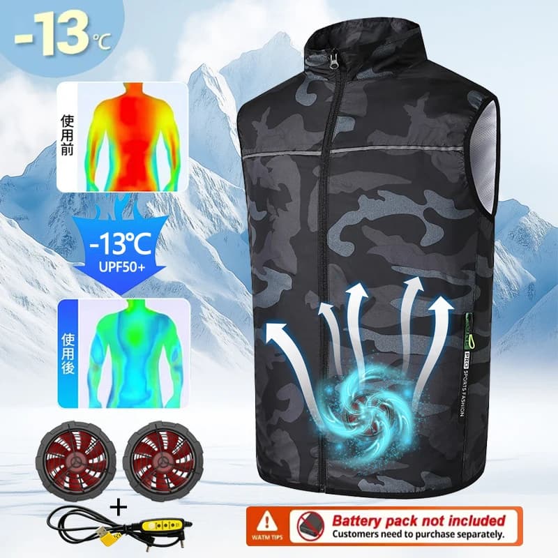 Nuovo Gilet Rinfrescante con Ventola USB per Lavoro all'Aperto, Gilet Unisex Estivo Leggero con Protezione Solare UV e Impermeabile per la Pesca