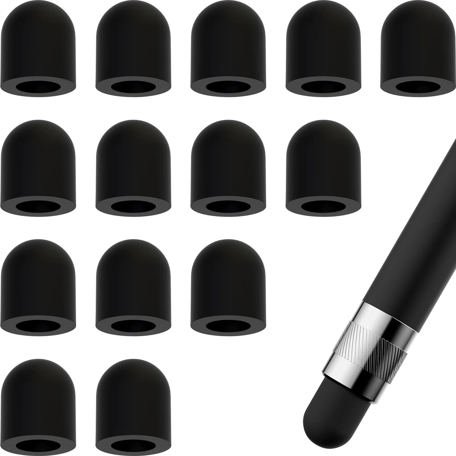 Punte dello stilo di ricambio da 15 pezzi tappi per penna in gomma Cover punte in Silicone Touch Screen capacitivo