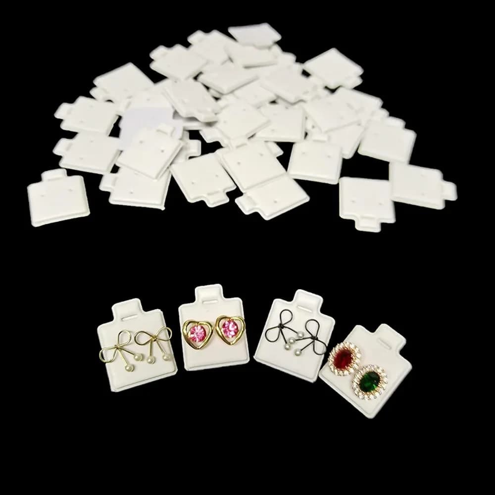 100 pz/borsa Orecchini Espositore Per Gioielli Vassoio Inserto Organizzatore per Orecchini a bottone Bianco Soffio Pad Orecchino Carte All'ingrosso