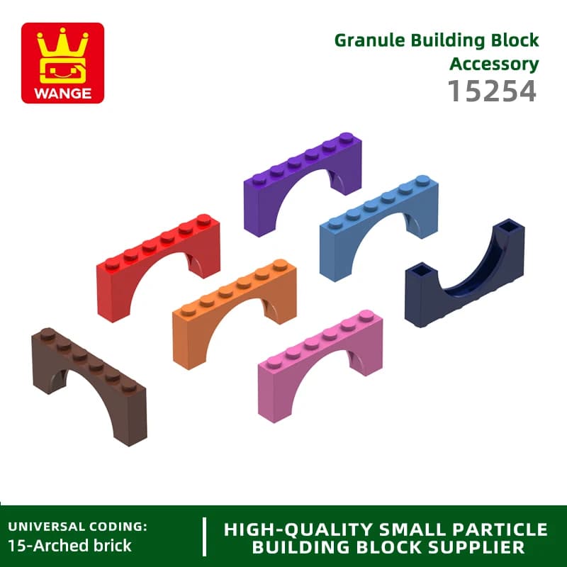 Wange 40 Pz/lotto Arco 1x6x2 Parte Superiore Spesso con Blocco Interno Rinforzato Moc Accessori di Colore Compatibile con 15254 Mattoni Parti FAI DA TE