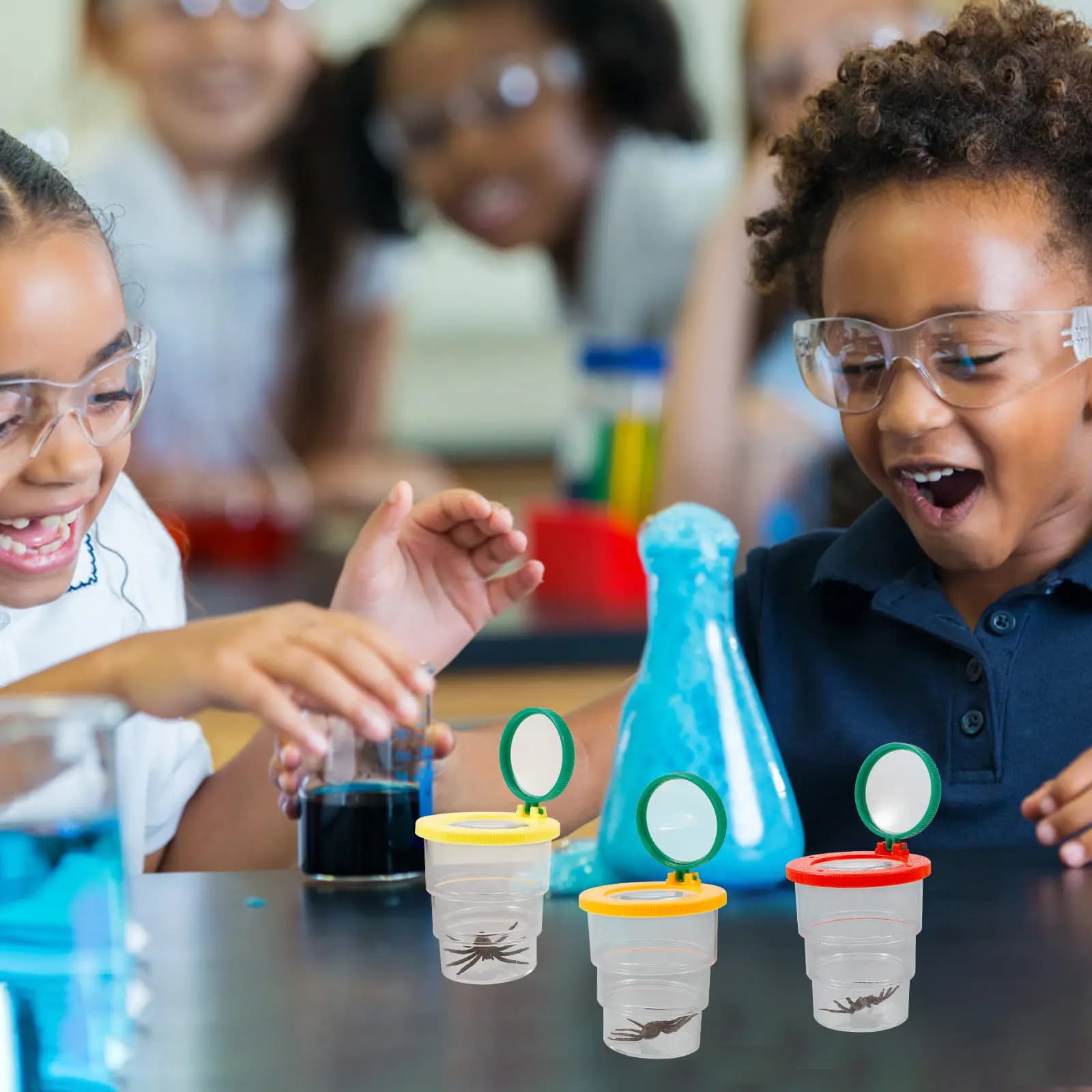 Scatola per l'osservazione degli insetti, 3 pezzi, contenitore ventilato con coperchio trasparente con lente d'ingrandimento per bambini, studenti, scienza