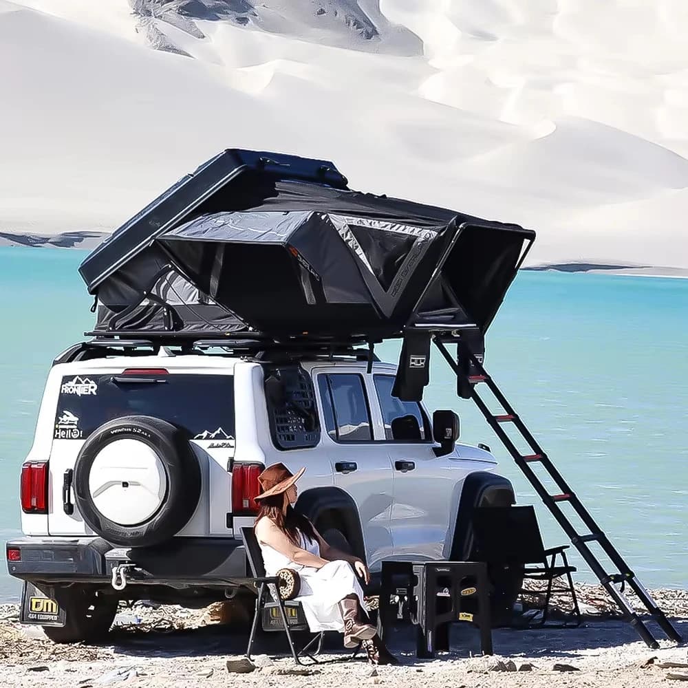 OVERLAND Aluminum Roof Tent Four Season ABS Hard Shell Camping Tent Polyester Waterproof 4x4 Car Rooftop Tent