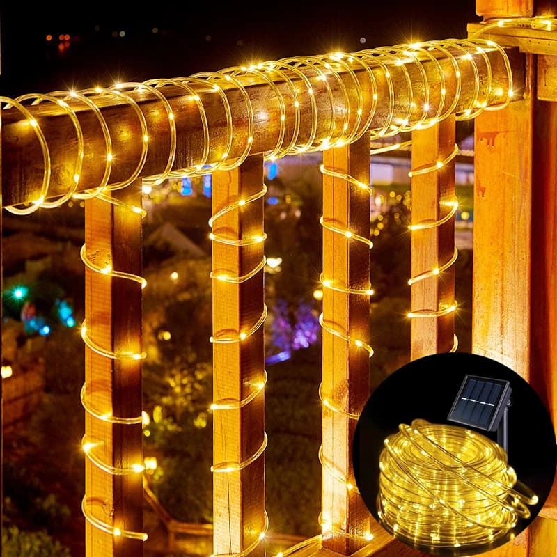 Luci a Corda Solare a LED per Natale, Ghirlanda Luminosa, Luci Fatate per Giardino, Feste, Matrimoni e Decorazioni Domestiche Festive
