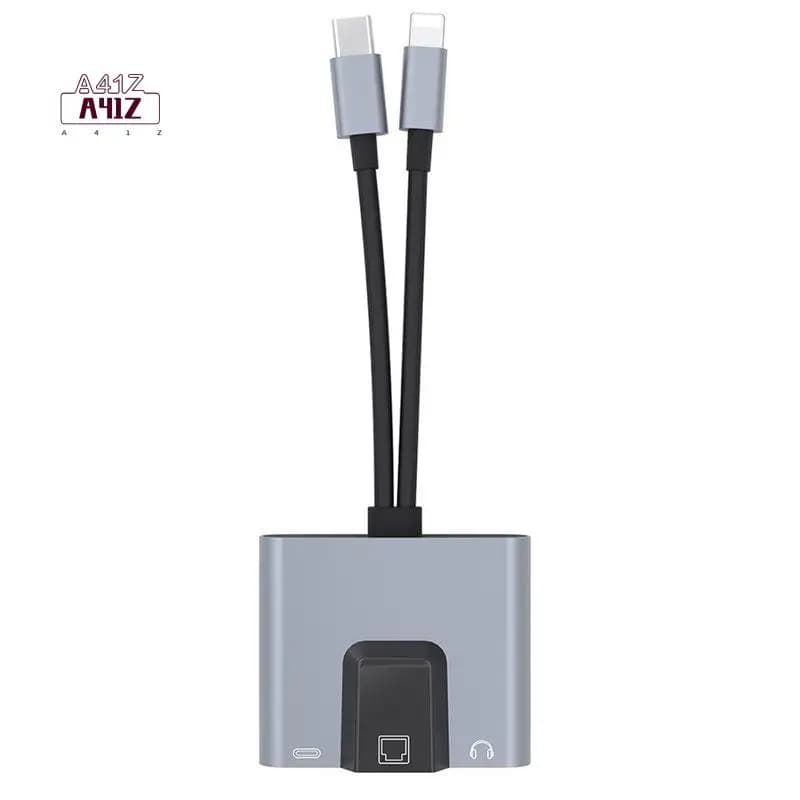 Adattatore di rete LAN da USB C a Ethernet A41Z-Type-C con porta audio e docking station per telefono, laptop e PC
