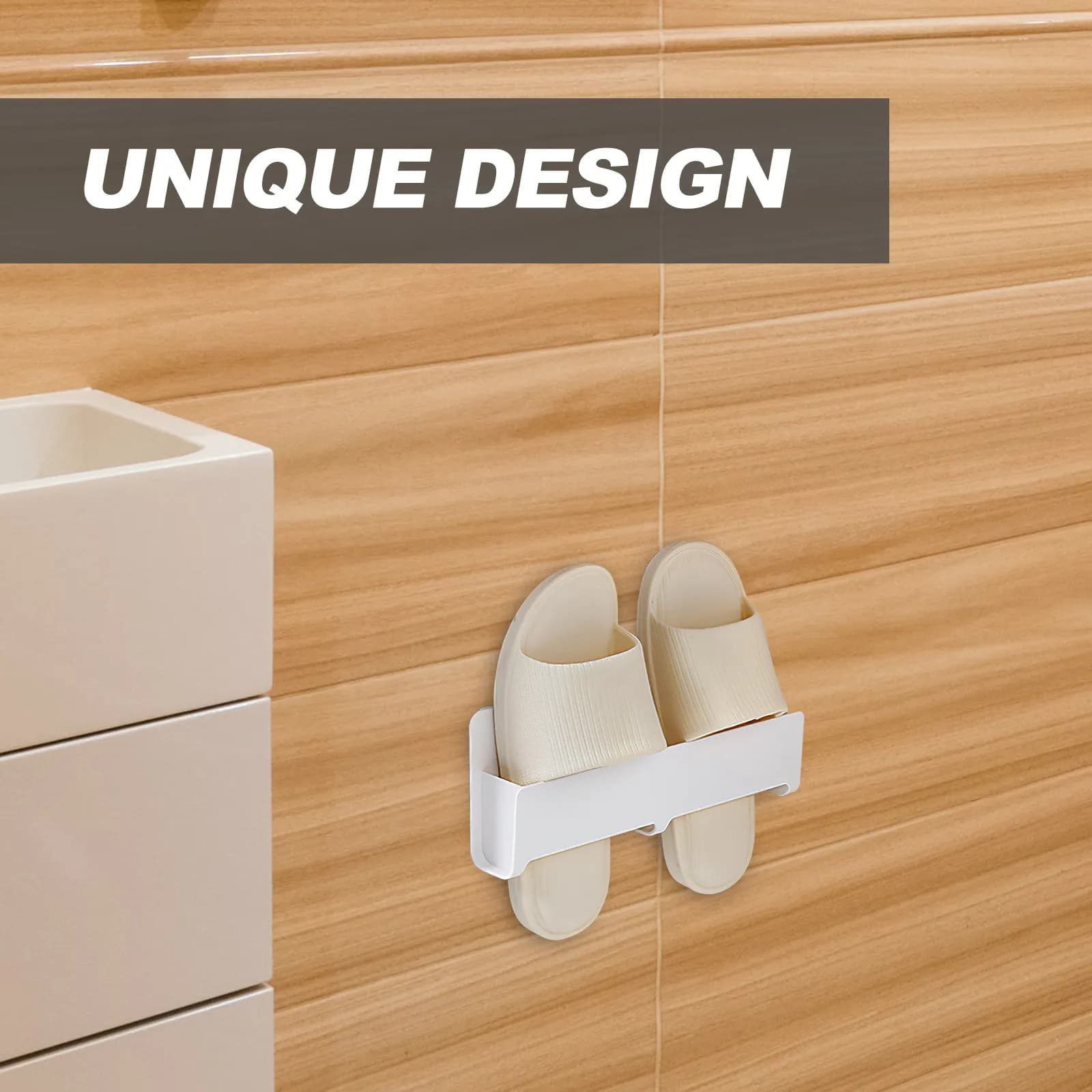 No Punching Wall Mounted Slipper Rack for Bathroom Kitchen Rv Door Back Moisture Resistant Drainable Organizer Space Saving