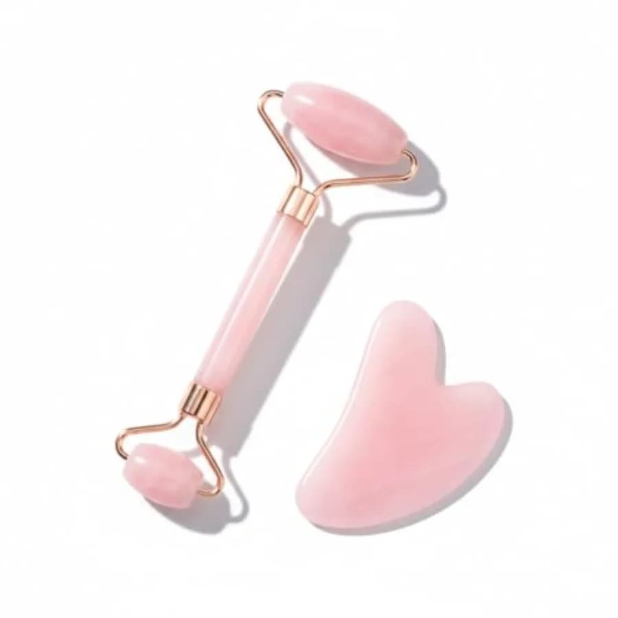 Cooling Face Roller and Gua Sha Set, Smooth Resin Facial Massage Tools for Face and Neck, Daily Skincare Duo, Refrigerator-Frie