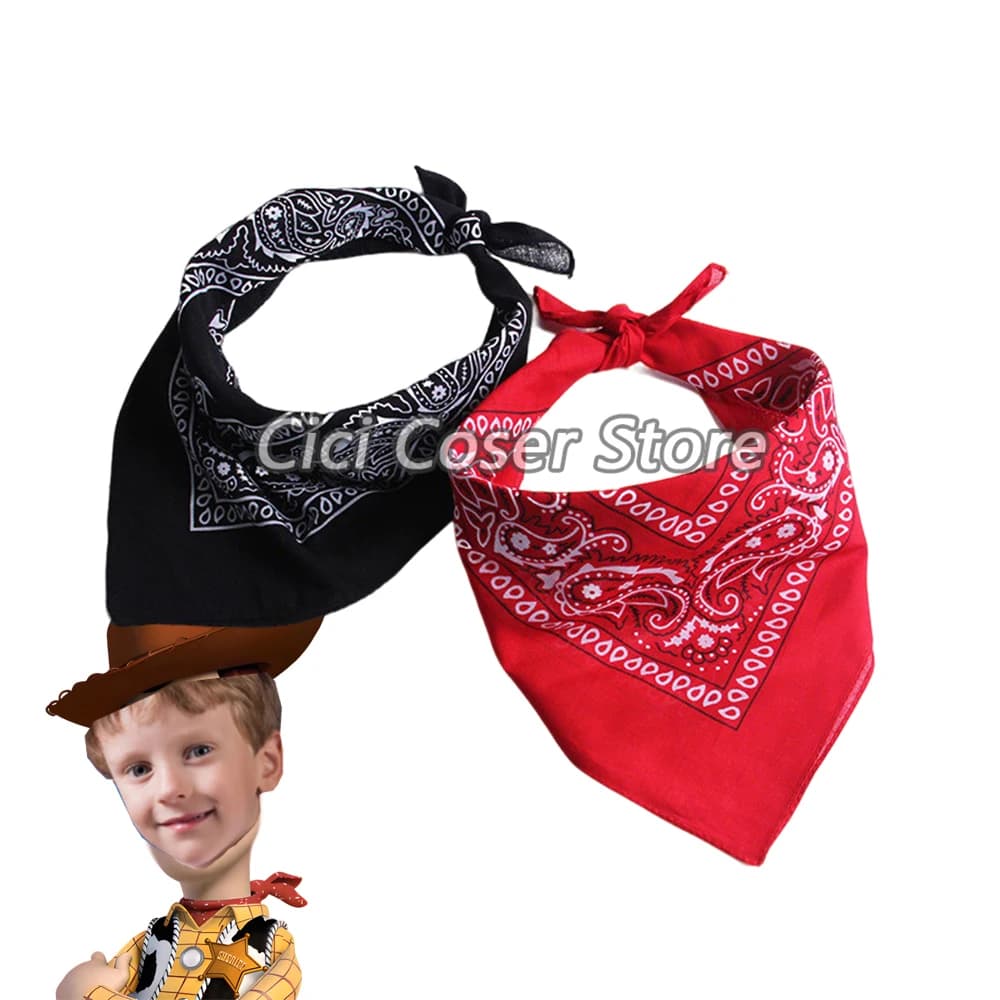 Accessories for Jessie and Woody Cosplay by Andy Davies, Black and Red Cowboy Scarf for Men and Women, Birthday Gift