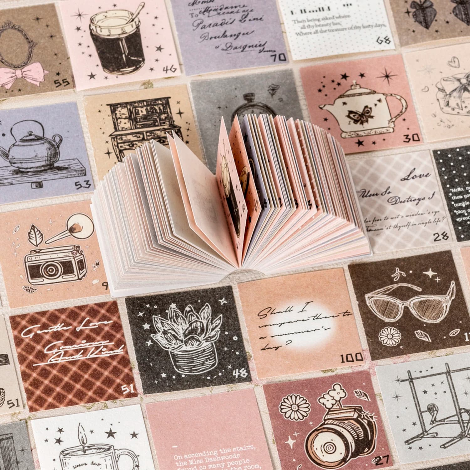 100 Lenzuola Mini Taccuini Memo Simpatico Cartone Animato Tema Studente Memo Blocco Note Notebook Portatile per Parole di Studio di Classe Note Ufficio Planner