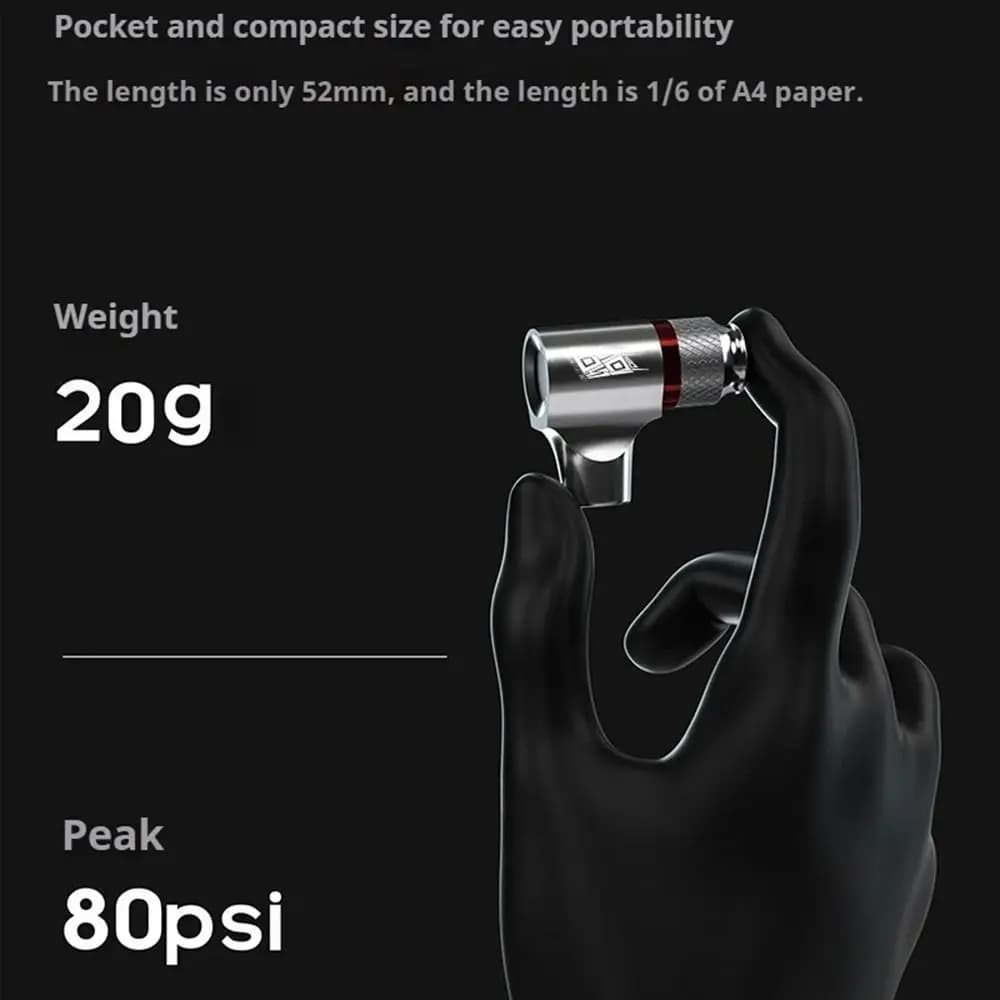 Aluminum Alloy CO2 Mini Pump with Protective Sleeve Automatic Safety Bike Pump Nozzle Presta Valves Leak-proof