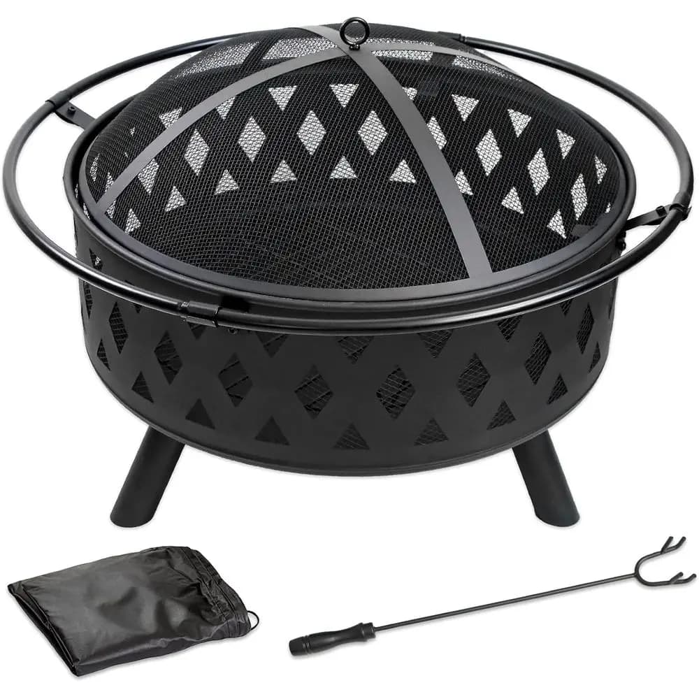 Exterior focolare da 32 Pollici, Metal Wood stove Round Bivalent for parties, Barbecue, Camping, Garden, Patio