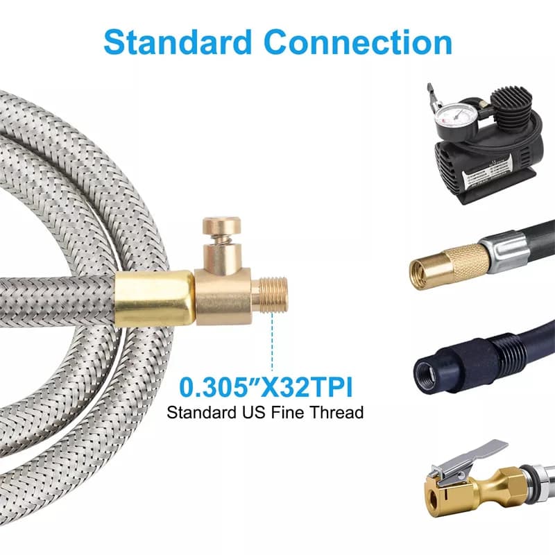 Tubo Gonfiabile da 20 Pollici per Gonfiaggio Pneumatici Auto, Tubo di Connessione per Gonfiatore con Attacco Rapido e Blocco per Moto