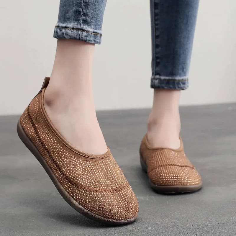 Nuovi Arrivi 2026: Scarpe Basse Scintillanti da Donna, Antiscivolo con Suola Morbida, Mocassini Casual Slip-On Leggeri per Camminare, Scarpe da Mamma, Taglie Forti