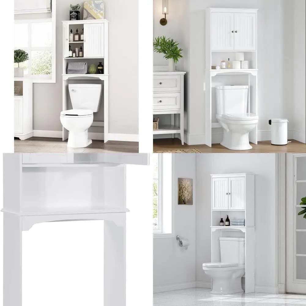Armadietto portaoggetti sopra il WC, mensola da bagno sopra il WC, organizer per armadietto da bagno, bianco