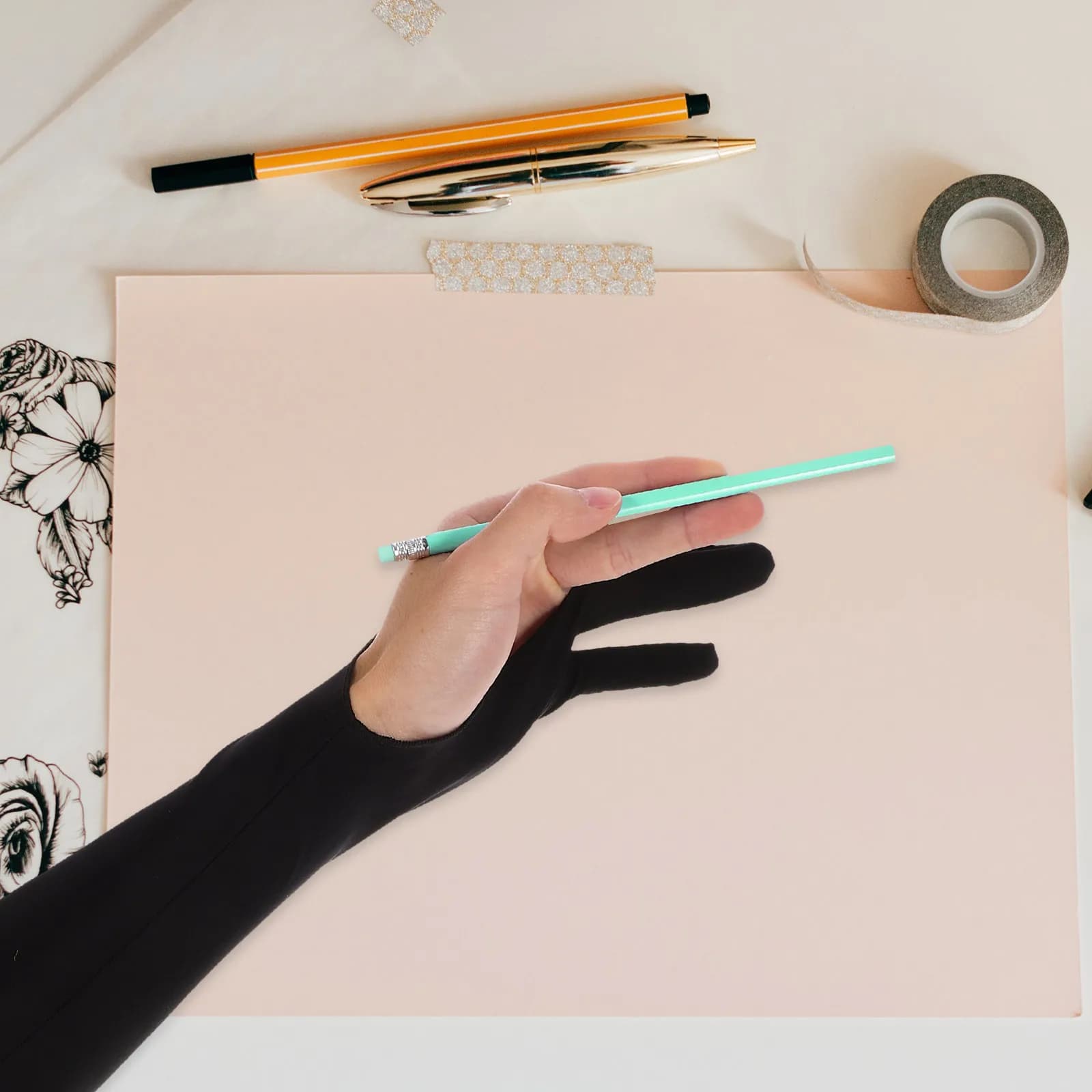 Guanti da disegno, guanti da pittura, guanti da artista per tablet grafico, guanti da disegno a due dita, guanti da artista