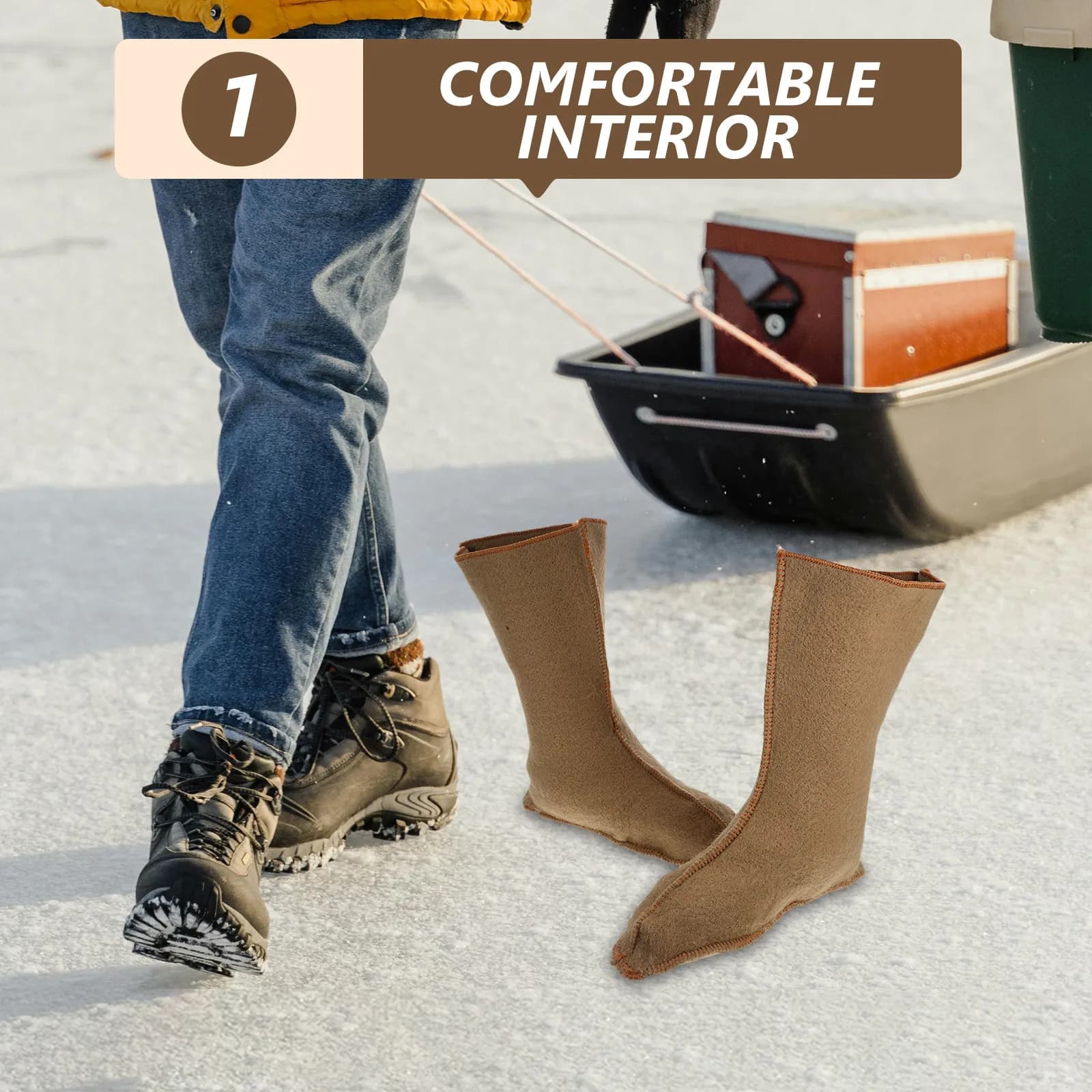 Men Winter Snow Boots Waterproof Insulated Warm Thermal Lined Outdoor Hiking Fishing Cold Weather Footwear