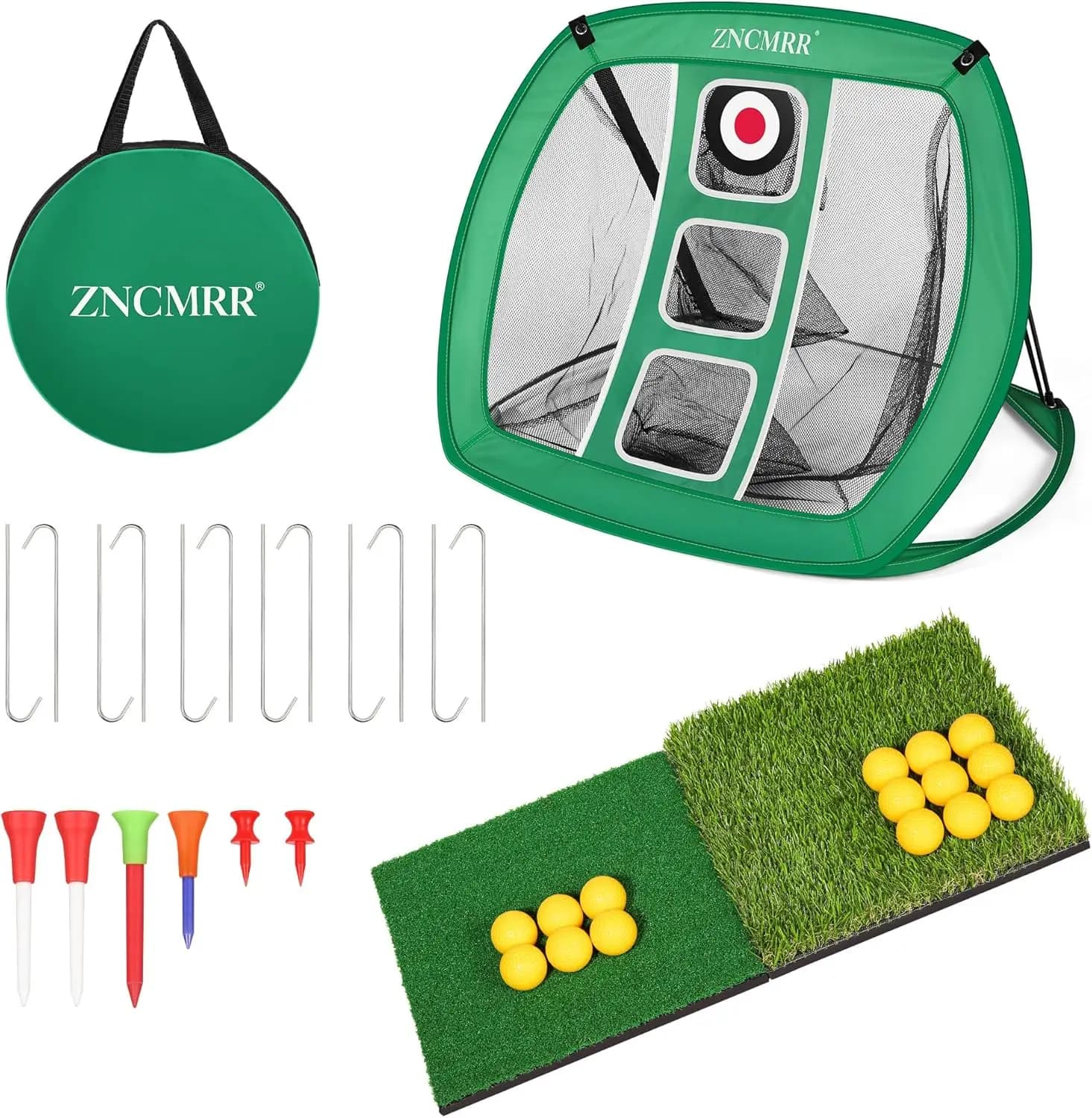 Rete da golf pop-up per chipping, rete da allenamento pieghevole portatile per interni ed esterni con 15 palline e 2 tappetini per esercitarsi in giardino
