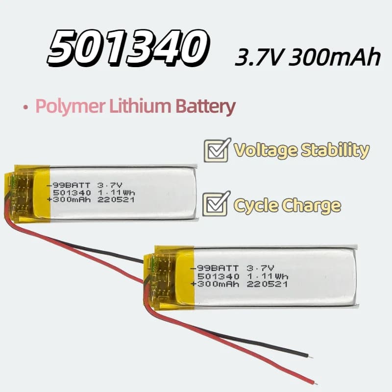Batteria ai polimeri ricaricabile Li-Po 3.7V 300mAh 501340 per spazzolino elettrico, cuffie Bluetooth, auricolari wireless a fascia da collo