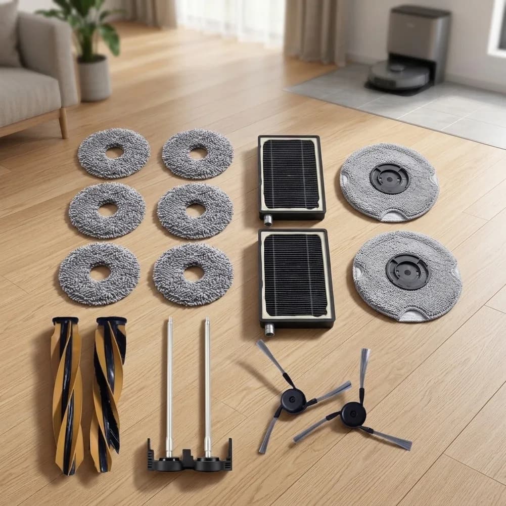 Essential Replacement Parts Kit for Mova V50 Ultra and For Mobius 60 Robot Vacuum Includes Brush Bracket Mop Cloth Dust Bag
