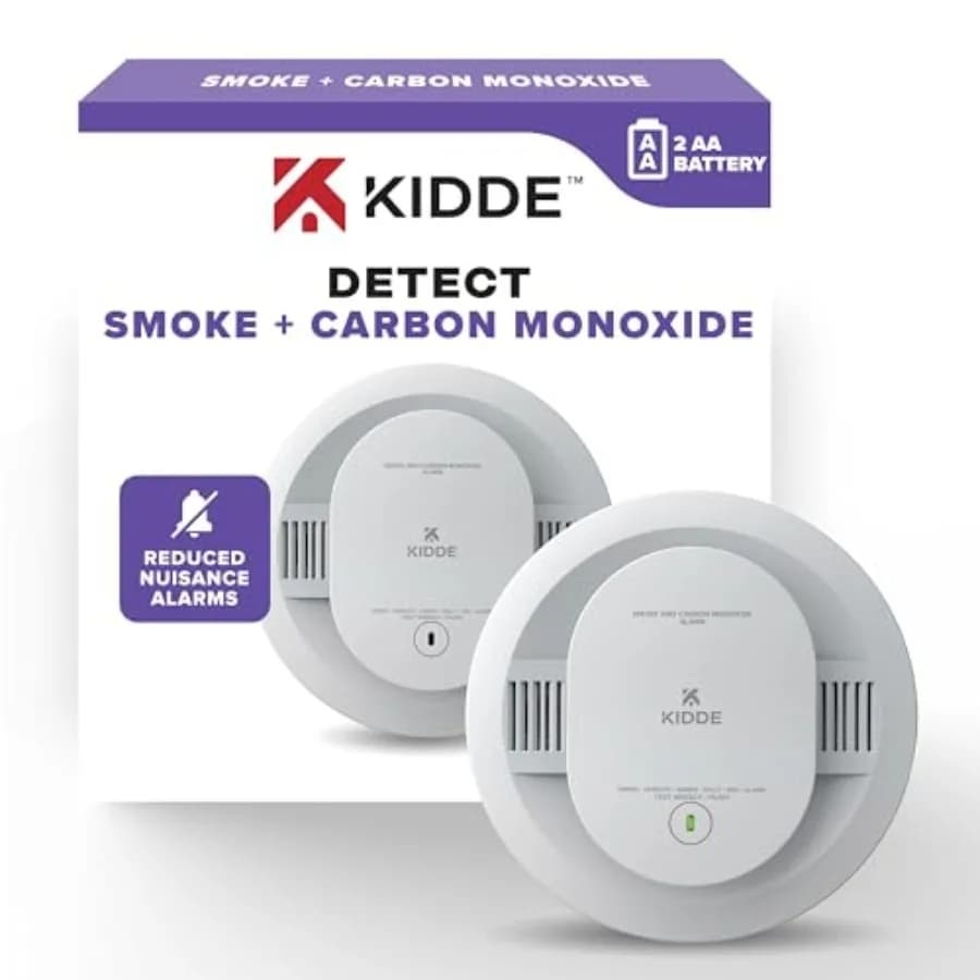 Rilevatore di fumo e monossido di carbonio alimentato a batterie AA con avvisi vocali, luci LED di stato, allarme da 85 dB, 5 pollici, 30CUDR-V, 1 pezzo