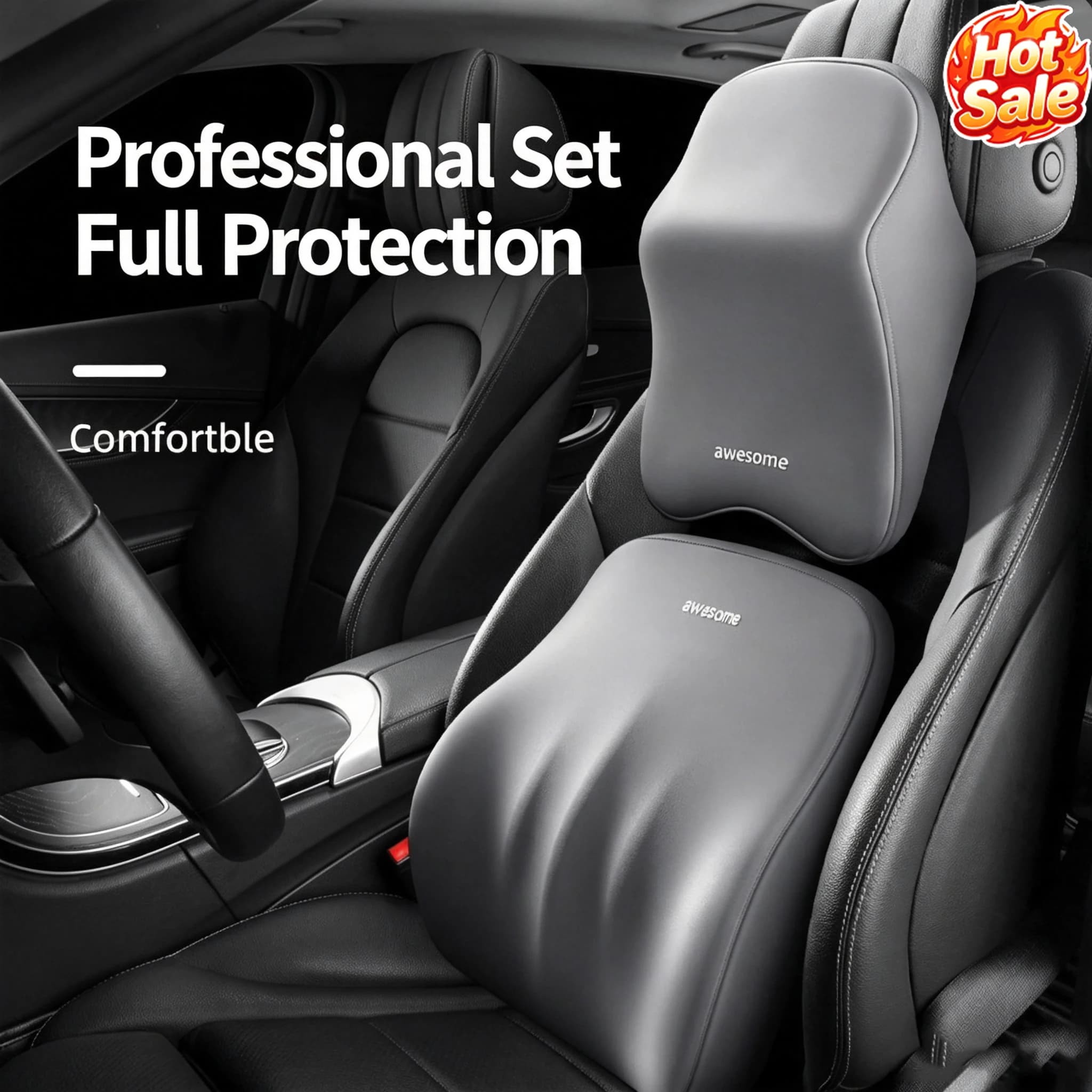 Car Lumbar And Back Support Pillow, Neck Memory Foam Pillow, Universal Soft Neck Pillow, Car Seat Cushion Accessories