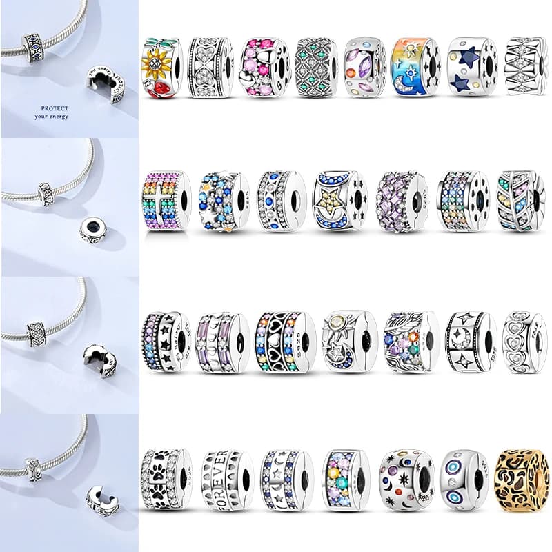 Gatto Farfalla Daisy CZ pavimenta Clip Charms Posizionamento Fibbia Argento sterling 925 Perline distanziatrici in silicone Misura racchetta originale fai da te