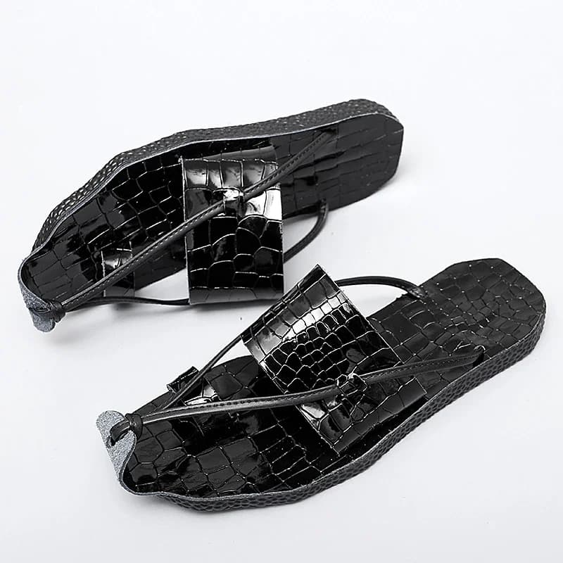 Summer Men Sandals Gladiators Crocodile Pattern Genuine Leather Casual Shoes Beach Sandals Outdoor Slippers Shoes for Men
