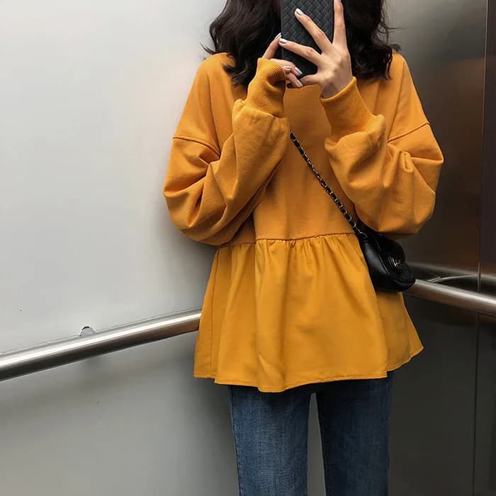Slimming Effect Loose Fit Student Casual Top Pure Color Easy Wear Fashionable Thin Hoodie Autumn 2025 New Korean Style T-shirt
