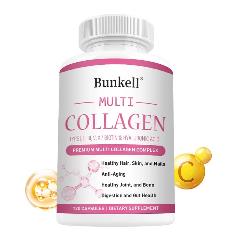 Capsules of Collagen Complex, with Hyaluronic Acid and Vitamin C, Antioxidant, Nutre la Pelle, Supports Health of Articulations, Hair and Nails