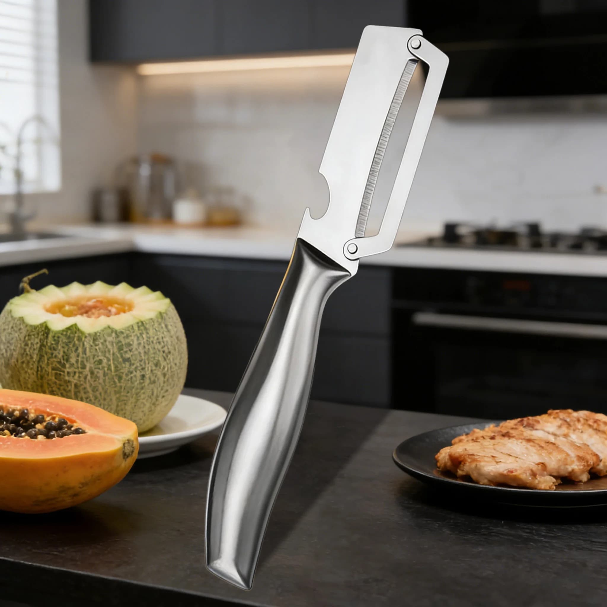 Coltello da taglio multifunzionale per canna da zucchero da cucina Pelapatate per verdure Pelapatate ergonomico Utensili da cucina per la casa Roba da cucina