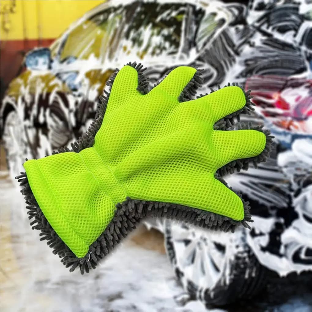 5 Finger Microfiber Car Wash Gloves Soft Anti-scratch Waterproof Double Sided Chenille Cleaning Glove for Auto Motorcycle