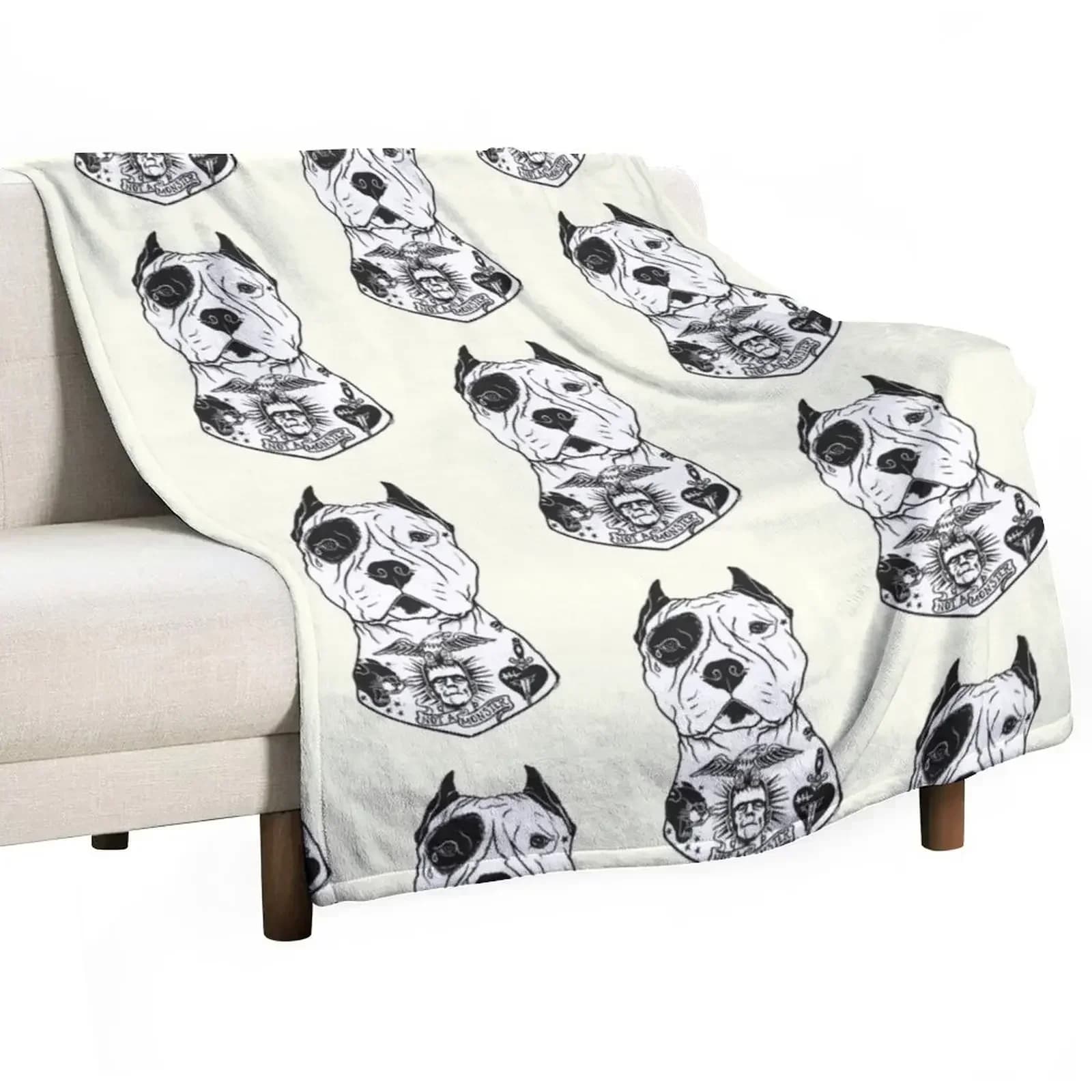 American Pitbull Tattooed Throw Blanket Shaggy Sleeping Bag Personalized Gift Bed Fashion Sofas Summer Blankets