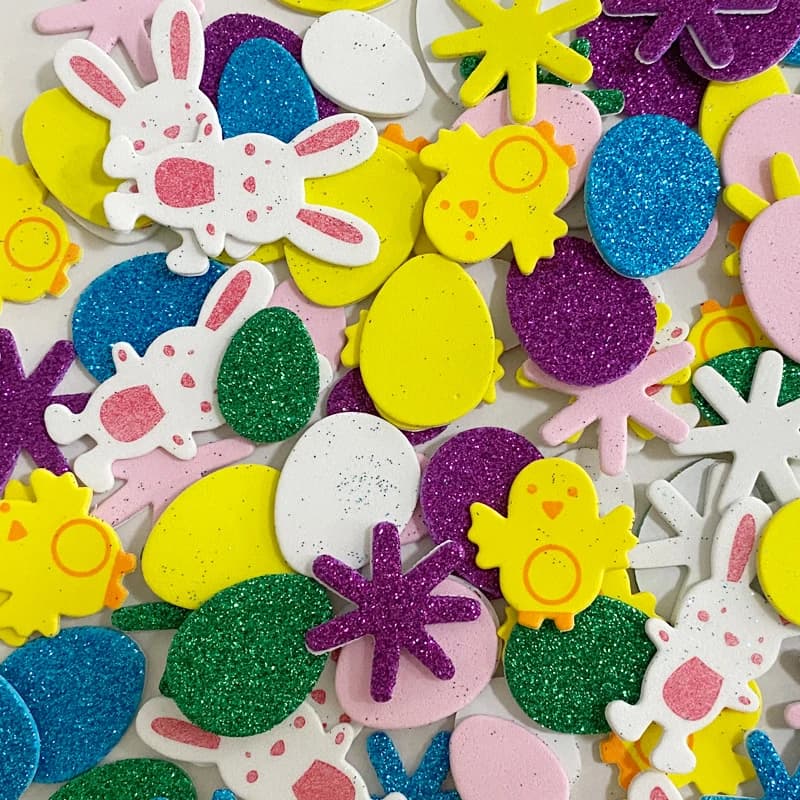 100PCS Easter rabbit foam stickers Bunny egg Chicken crafts Scrapbooking kit Home decoration Activity items.