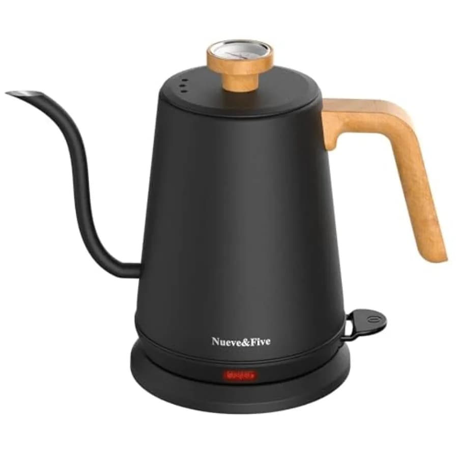 Bollitore Elettrico a Collo d'Oca con Termometro, Bollitore Elettrico da 1L con Spegnimento Automatico, Bollitore per Acqua Calda da 1000W in Acciaio Inossidabile