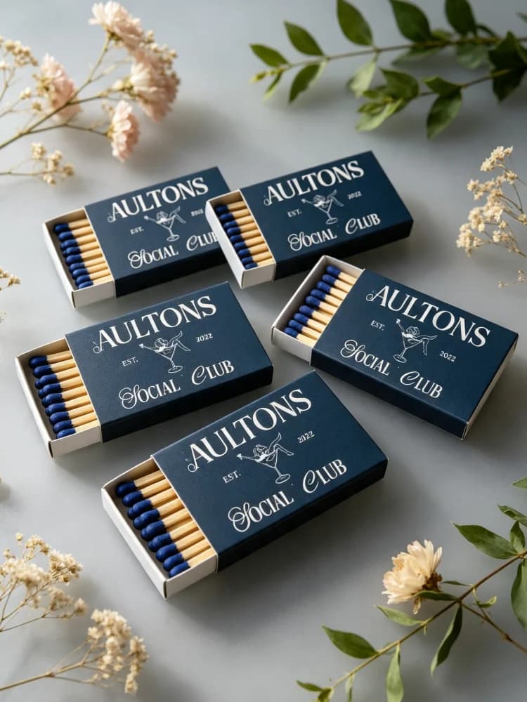 Vintage Custom Matchboxes Personalized Wedding Favors Bulk Social Club Match Boxes Candle Matchboxes Wedding Guest Souvenir