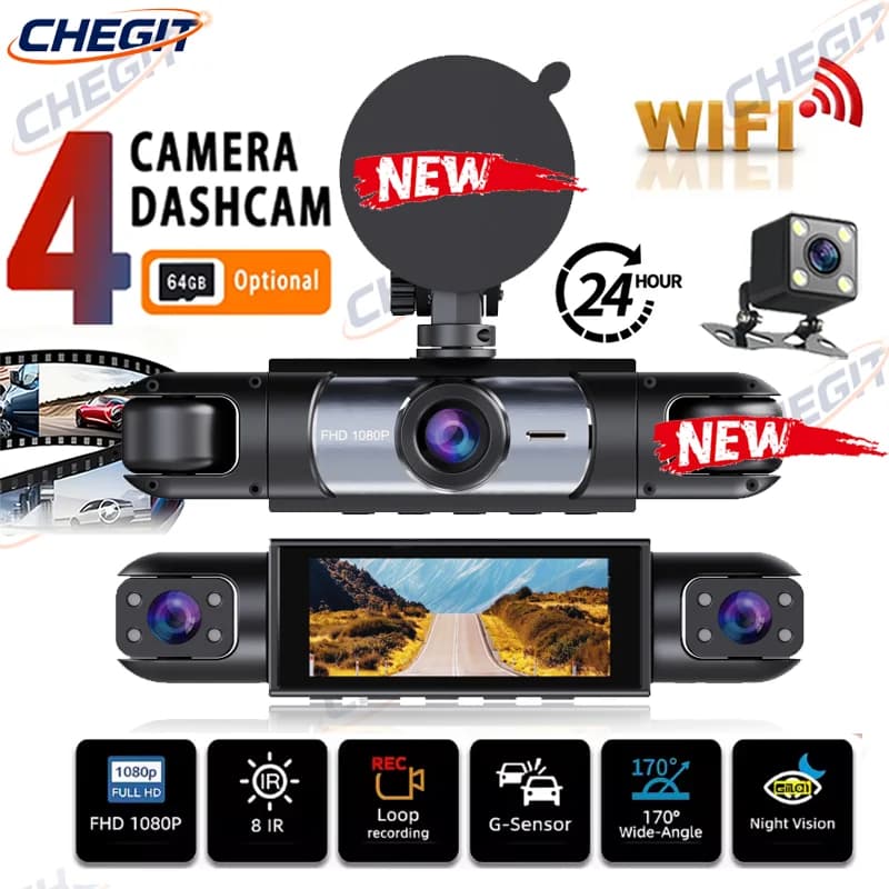 New 360° Car Camera 4Lens 1080P Dash Cam auto Night Vision car recording camera Car DVR Front Rear View Camera Casr accessory