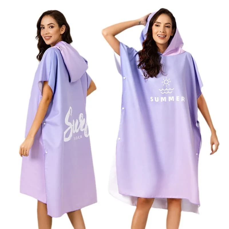 Quick Dry Bath Towel Beach Cloak Dress Poncho Swimming Surfing Diving Sports Adult Changing Robe Hooded Cover Up UV Protection