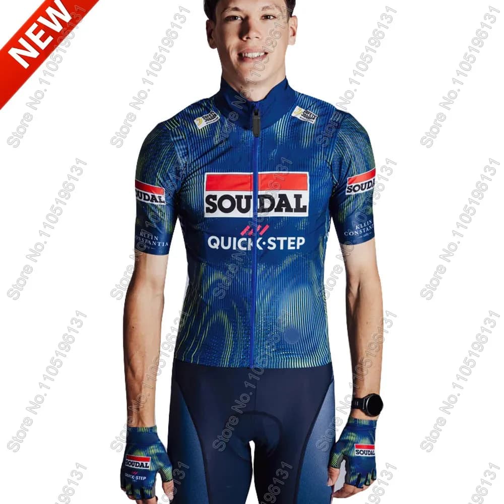 Soudal Quick Step 2026 Belgian Team Cycling Jersey Set Summer Man Cycling Clothing Road Bike Shirts Jumpsuit Shorts with MTB Bicycle Seats