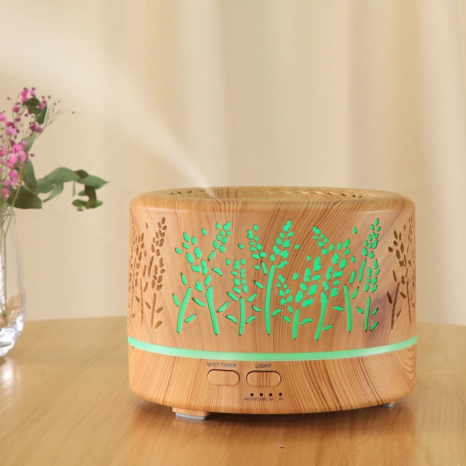 Aromatherapy Diffuser 700ml Wood Grain Aroma Diffuser Multifunctional Hollow Fragrance Mist Humidifier Bedroom Car Humidifier